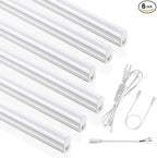 (6 Pack) 4FT T5 LED Integrated Fixture, 6500K,20W,2300LM(Super Bright White) Linkable LED Shop Light,Garage Ceiling and Cabinet Light,Strip Light,Corded Electric with ON/Off Switch