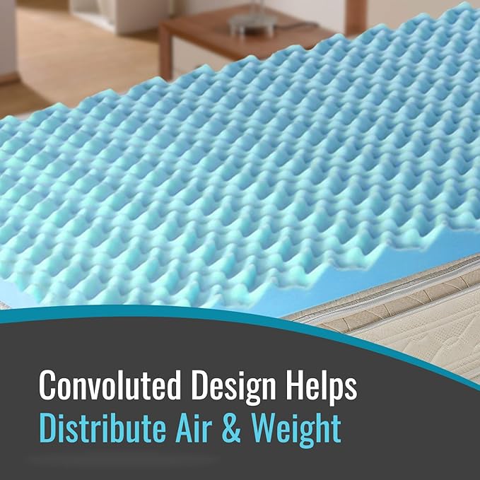 DMI Twin XL Mattress Topper Egg Crate Foam for Pressure Relief, Weight Distribution & Enhanced Airflow | Dorm Bed Mattress Topper 2 Inch - Improved Comfort & Alignment- Blue