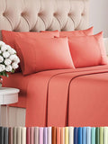 Cal King 6 Piece Sheet Set - Comfy Breathable & Cooling - Ultra-Soft Hotel Luxury Bedding Set with 8-16 Inch Deep Pockets - 1 Flat & 1 Fitted Sheet & 4 Pillowcases - Wrinkle Free & Easy Care - Coral