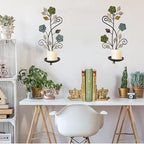Wall Sconces Candle Holder Set of 2, Antique Color Style Leaf Branch Wall Mount Hanging Metal Wall Candle Holder Candle Sconce for Living Room Dining Room…