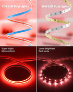 Aclorol Led COB Light Strip 32.8ft Red Led Strip Lights 24V Flexible Led Strip Lighting Led Tape for Bedroom Cabinet Other DIY Lighting 320Leds/m 10M(Power Supply&LED Dimmer Not Included)