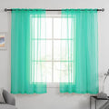 HUTO Window Sheer Turquoise Curtains for Bedroom Rod Pocket Voile Sheer Drapes for Living Room 2 Panels Curtains Each is 52 inches Wide by 63 inches Long
