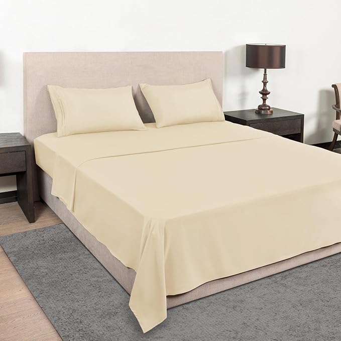Mejoroom Full Size Sheet Set - Soft Microfiber Bed Sheets - Deep Pocket Fitted Sheet, Breathable, Soft, Wrinkle & Fade Resistant - 4 Piece (Full, Taupe)