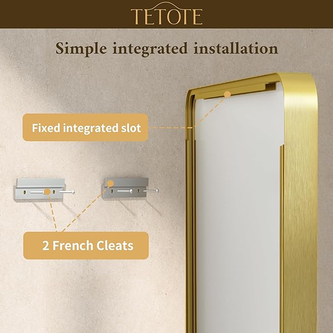 TETOTE Gold Bathroom Mirror 16 x 20 Inch Brushed Gold Metal Framed Vanity Mirror, Tempered Glass, Wall Mounted for Bathroom, Entryway, Bedroom, Living Room(Horizontal/Vertical)