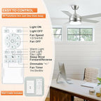 YUHAO 52 Inch Brushed Nickel Ceiling Fan with Light and Remote Control.Noiseless,Dimmable,3CCT,6 Speeds Reversible, DC Ceiling Fans for Indoor or Covered Outdoor