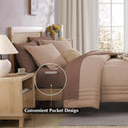 Monbix Full Comforter Set - 7 Pieces Rust Pink Bed in a Bag Full Size Bedding Sets with Comforters, All Seasons Down Alternative Comforter with Sheets,Pillowcases & Shams