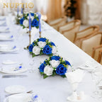 NUPTIO Flower Ball Arrangement Bouquet - 10 Pcs 9.5 inch Diameter Royal Blue Fake Flowers Roses Balls for Centerpieces Tables - Artificial Rose Arrangements for Wedding Centerpiece Table Decorations