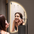 YUDACHU 36"x18" Smart LED Mirror for Bathroom, Half Moon Mirror, Anti-Fog & Stepless Dimming, 3-Color Backlit Vanity Mirror with Lights, Wall Mounted for Small Space
