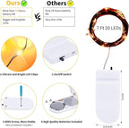 Brightown 24 Pack LED Fairy Lights Battery Operated String Lights Waterproof Silver Wire 7 Feet 20 LED Firefly Starry Moon Lights for DIY Wedding Party Bedroom Patio Christmas (Orange, 24 Pack)