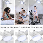 Bell+Howell Socket Breeze Modern Ceiling Fans with LED Lights, 10" LED E26/E27 Screw Base Mini Light Socket Fan with Cord for Bedroom, Living Room, Kitchen, Balcony
