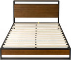 ZINUS Suzanne Bamboo and Metal Platform Bed Frame with Headboard Shelf and USB Ports, No Box Spring Needed, Wood Slat Support, Easy Assembly, King