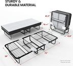 EconoHome Folding Bed with Mattress - 75x38 Twin Size Frame - Portable Rollaway Guest Bed with 5-inch Memory Foam Mattress - Space-Saving Foldable Design for Easy Storage