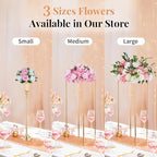 NUPTIO Pcs of 2 Fake Flower Ball Arrangement Bouquet,15 Heads Plastic Roses with Base, Suitable for Our Store's Wedding Centerpiece Flower Rack for Parties Valentine's Day Home Décor (Pink & White)
