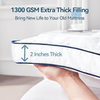 ABENE Mattress Topper for Back Pain Relief, Extra Thick Mattress Pad Pillowtop, Soft Cotton Cover with 8"-21" Deep Pocket, 1300gsm Overfilled Down Alternative Filling (Cotton White, Twin)