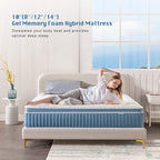 Rimensy Queen Mattress, 14 Inch Hybrid Mattress in a Box, Gel Memory Foam Mattress, Individually Wrapped Pocket Coils, Quality Comfort and Adaptive Support - Breathable, 60"*80"*14"