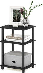 Furinno JUST Side Table, 3-Tier End Table, Open Shelves Night Stand, Bedside Table, Toolless Assembly, for Living Room, Bedroom, Bathroom, Americano