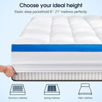 Full Size Mattress Topper, CYMULA Cooling Mattress Pad Cover PillowTop for Bed Back Pain, Futon Mattress Protector Extra Thick Firm Soft Fill Overfilled with 8-21 Inch Deep Pocket, 54"x75"White