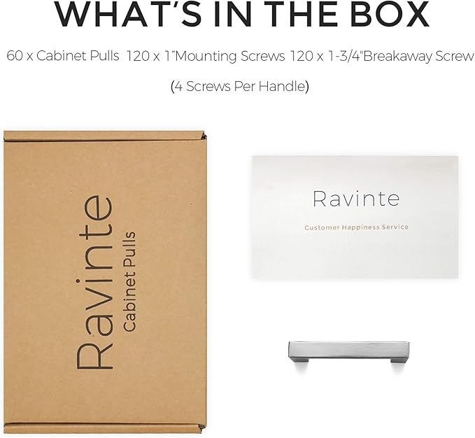 Ravinte 60 Pack 3 Inch Square Cabinet Handles Satin Nickel Pulls Brushed Nickel Drawer Pulls Kitchen Cupboard Hardware for Cabinets Cupboard Drawer Handles
