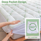 Bioeartha Cooling Mattress Topper King – Extra Soft Pillow Top Mattress Pad, Breathable Viscose Made from Bamboo Mattress Protector for Back Pain Relief, Deep Pocket Cover Fits 8–21 Inch
