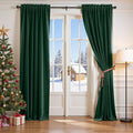 Lazzzy Velvet Blackout Curtains Thermal Insulated Room Window Drapes Super Soft Luxury Curtains for Living Room Bedroom Rod Pocket 2 Panels, Emerald Green, 52" W x 108" L