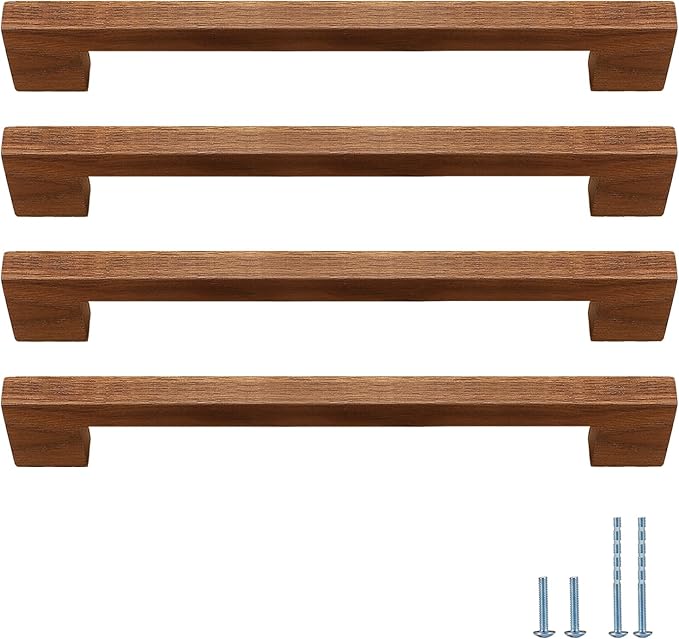 Walnut Square 5 in 4 pcs Wooden Drawer Pulls Handle pulls for cabinets Kitchen Cabinet Drawer pulls Cabinet Door Pull