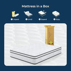 Vesgantti Twin XL Mattress 10 Inch, Fiberglass-Free | Cool Sleep Hybrid Mattress in a Box - Memory Foam & Pocket Springs, Ergonomic Design, Pressure Relief, Medium Firm Feel, 39"*80"*10"