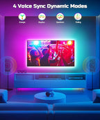 Daymeet LED Lights for TV, 23ft TV LED Lights for 75-100 inch,RGBICW TV Backlight Behind,USB Led Light Strip for Color Changing Music Sync Bluetooth APP Control for Bedroom
