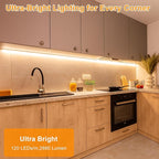 maylit Under Cabinet Strip Lighting Plug in 72in, Ultra Bright Small LED Light Bar, 2700K Warm White, Wired Lights for Kitchen Cabinet, Counter, Workbench, Desk, Closet, Shelf, Indoor