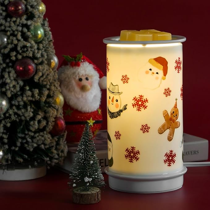 STAR MOON Ceramic Electric Wax Melt Warmer Candle Waxing Warmer Burner Melt Wax Cube Melter Fragrance Warmer - Ideal for Family and Friends, Snowman