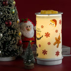 STAR MOON Ceramic Electric Wax Melt Warmer Candle Waxing Warmer Burner Melt Wax Cube Melter Fragrance Warmer - Ideal for Family and Friends, Snowman