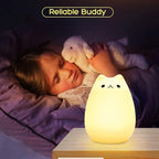 Litake Kitty Night Light, USB Rechargeable Silicone Cute Cat Night Light for Kids Baby Children, 7-Color Changing LED Cat Lamp Nursery Nightlights for Kids Bedroom (Celebrity)