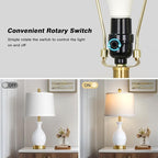 24" Bedside Table Lamp for Bedroom, Modern Classic Ceramic Lamp for Living Room, Small White Table Lamps for Nightstand & End Table (1 Pack)