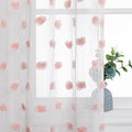MYSKY HOME Pink Pom Pom Curtains for Living Room Nursery White Sheer Curtains for Girls Bedroom 63 Inch Length Long Window Curtains for Kids Room 2 Pieces Rod Pocket Farmhouse Window Drapes 37" x 63"