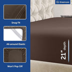 DREAMCARE King Size Sheets Set – 4 pcs Cooling Sheets – up to 21” Deep Pocket King Sheet Set – Hotel Luxury Sheets & Pillowcases – Superior Softness 100% Microfiber with Side Pocket - Mocha Brown