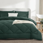 CozyLux King Size Comforter Set Forest Green - 7 Pieces Bed in a Bag King, Luxury Soft Bed Set for All Seasons, Bedding Set with Down Alternative Comforter, Sheets, Pillowcases & Shams