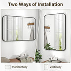 HARRITPURE Rectangular Bathroom Mirror 40''x30'' Black Bathroom Wall Mirror Aluminum Frame Wall-Mounted Mirrors for Entryway Bedroom Living Room