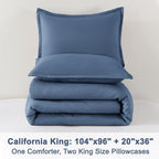 Litanika California King Comforter Set Haze Blue - 3 Pieces Cal King Lightweight Soft Plain Bed Comforter, Oversized Down Alternative Bedding Set - Machine Washable (104x96In, 2 Pillowcases)