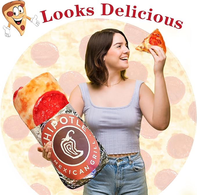 Jorbest Pizza Blanket Adult Size 71 Inches Birthday Gifts for Women Men Mom Teen Boys Girls, Novelty Pizza Throw Blanket Funny Gifts for Adult and Kids, 285 GSM Soft Flannel Fun Food Blanket (Red) ﻿
