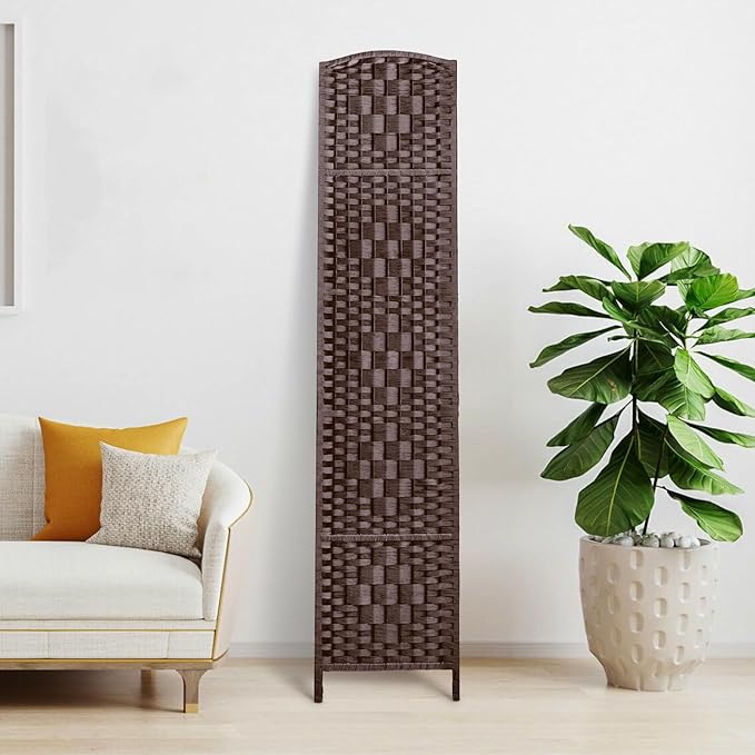 Rose Home Fashion 6 ft Tall Room Divider, Room Dividers and Folding Privacy Screens, 15.7in Privacy Screen 4 Panel Partition Temporary Wall Separation for Private, Brown