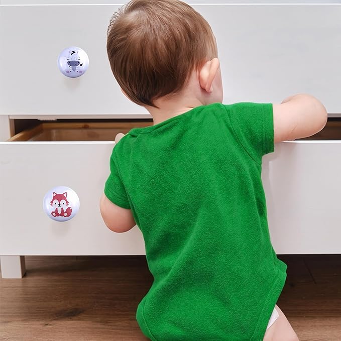 6pcs 1.5" Ceramics Cute Nursery Cabinet Dresser Drawer Knobs Kids Animal Drawer Pulls (Tiger)