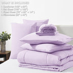 CozyLux King Size Comforter Set Lavender, 7 Pieces Bed in a Bag, Light Purple Comforter King Size, All Season Bedding Sets with Stitch Quilted Comforter, Flat Sheet, Fitted Sheet, Pillowcases