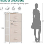 YITAHOME 4-Drawer Fabric Dresser, Dresser for Bedroom, Living Room, Hallway, Closet (Cream White)