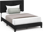 FURINNO Pessac PU Leather Upholstered Platform, Full, Black