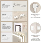 USHOWER LED Bathroom Mirror 55x30 Inch with Lights - Frameless Tempered Glass LED Backlit Lighted Mirror for Bathroom Vanity with Anti-Fog, 3 Colors Dimmable, Memory Function, Wall-Mounted