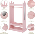 UTEX Kids Dress up Storage with Mirror,Costume Wardrobe for Kids, Open Hanging Armoire Closet,Pretend Storage Closet, Costume Storage Dresser (Pink)