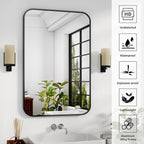 HARRITPURE Rectangular Bathroom Mirror 48''x30'' Black Bathroom Wall Mirror Aluminum Frame Wall-Mounted Mirrors for Entryway Bedroom Living Room