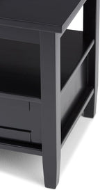 SIMPLIHOME Warm Shaker SOLID WOOD 20 inch Wide Rectangle Transitional End Side Table in Black for the Living Room and Bedroom