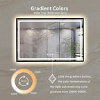 LED Bathroom Mirror, 55x36 Inch Black Framed Gradient Front and Backlit LED Mirror, 3 Colors Dimmable CRI>90, Enhanced Anti-Fog Wall Mounted Smart Mirror