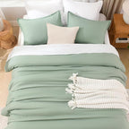 Litanika Oversized King Comforter Set 128x120, 3 Pieces Alaskan King Super King Plus Sage Green Lightweight Solid Bedding Set, All Season Fluffy Bed Set Quilt Blanket