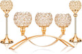 Gold Crystal Candle Holders Decorative Candelabra 3 Arms Candlesticks Holder Table Centerpiece Center Pieces Decoration for Dining Table Home Decor, Wedding, Party, Anniversary